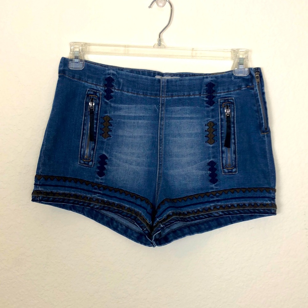 FREE PEOPLE Womens Denim Stitch Design Shorts SZ 29